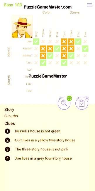 Cross Logic Easy Level 103 Answer Suburbs Puzzle Game Master