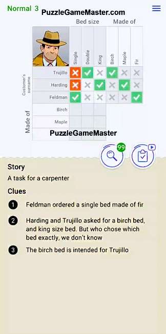 Cross Logic Normal Level 3 Answer A task for a carpenter Puzzle