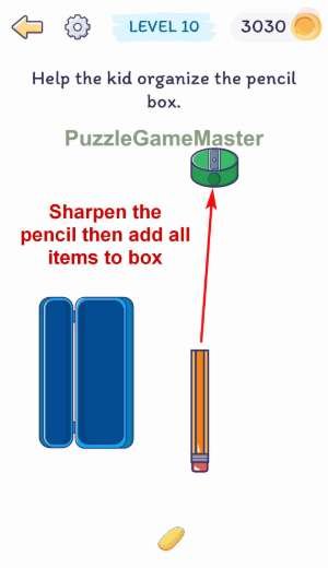 Smart Brain Help the kid organize the pencil box