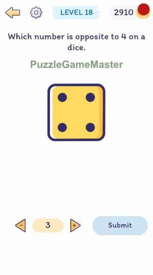 Smart Brain Which number is opposite to 4 on a dice