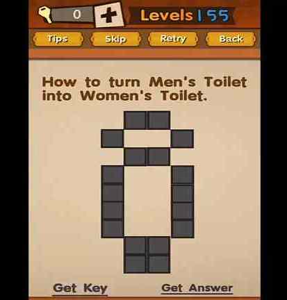 Super Brain Level 155 Solution Turn Men S Toilet Into Women S