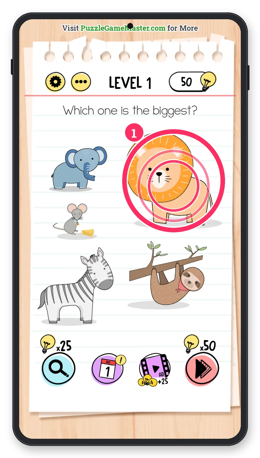 Brain Test: Tricky Puzzles Level 1 answer with steps marked