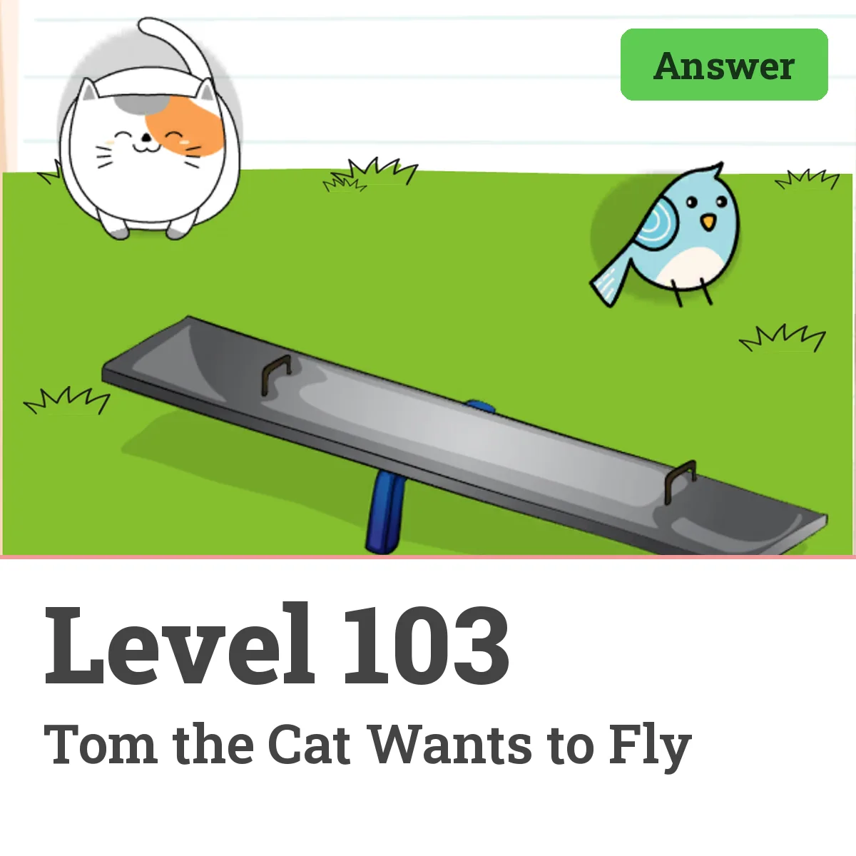 Brain Test: Tricky Puzzles Level 103 answer – Tom the Cat Wants to Fly