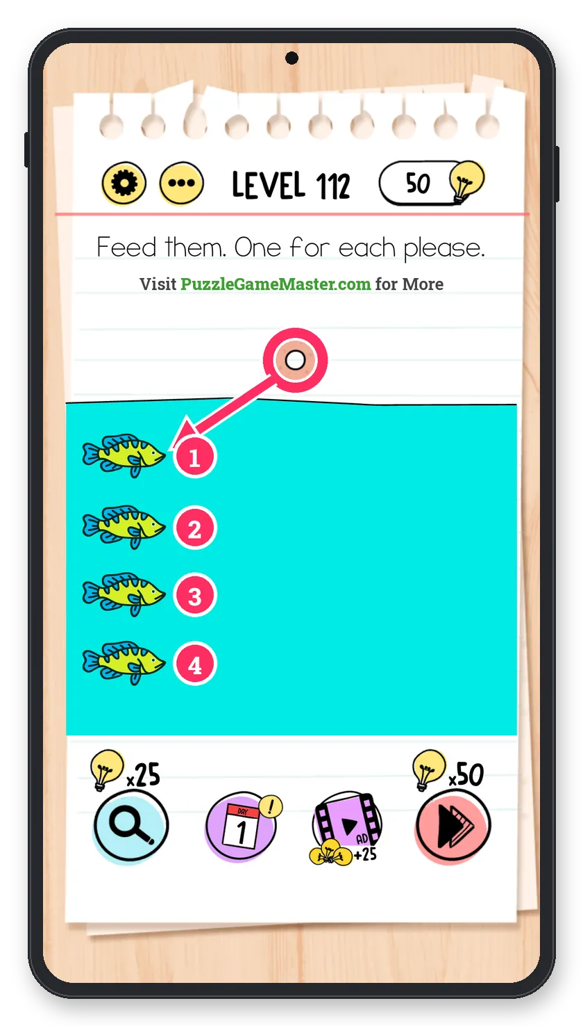 Brain Test: Tricky Puzzles Level 112 answer with steps marked