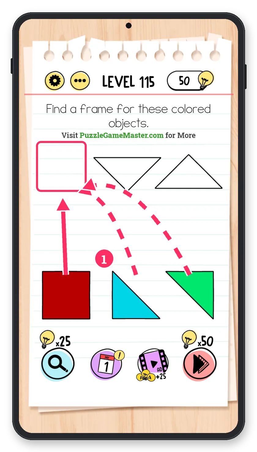 Brain Test: Tricky Puzzles Level 115 answer with steps marked