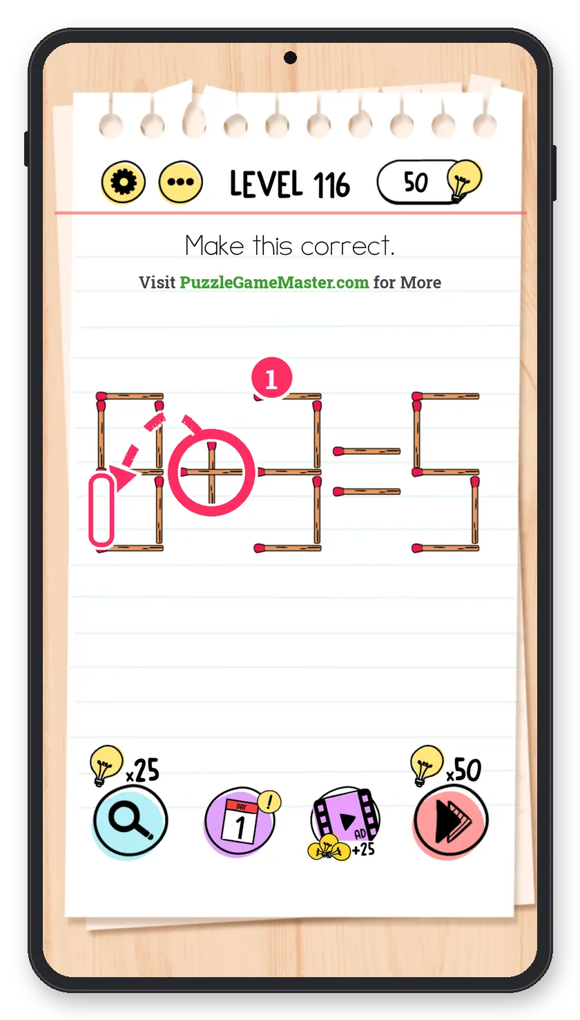 Brain Test: Tricky Puzzles Level 116 answer with steps marked