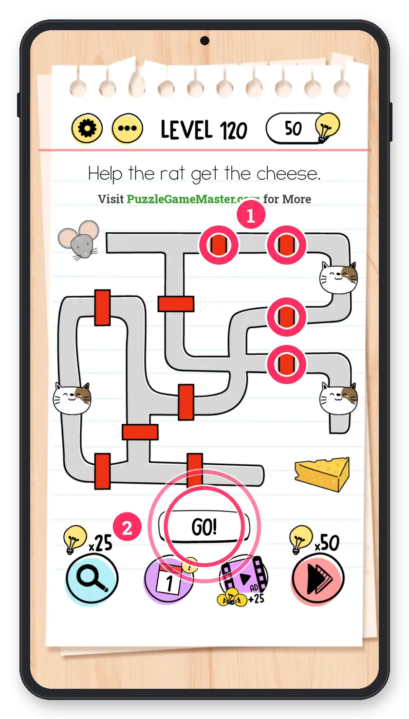 Brain Test: Tricky Puzzles Level 120 answer with steps marked