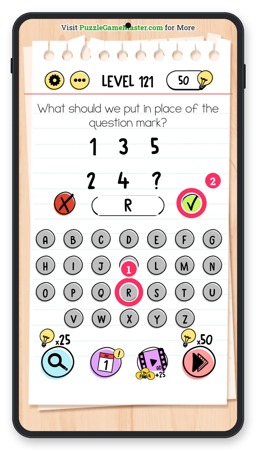 Brain Test: Tricky Puzzles Level 121 answer with steps marked