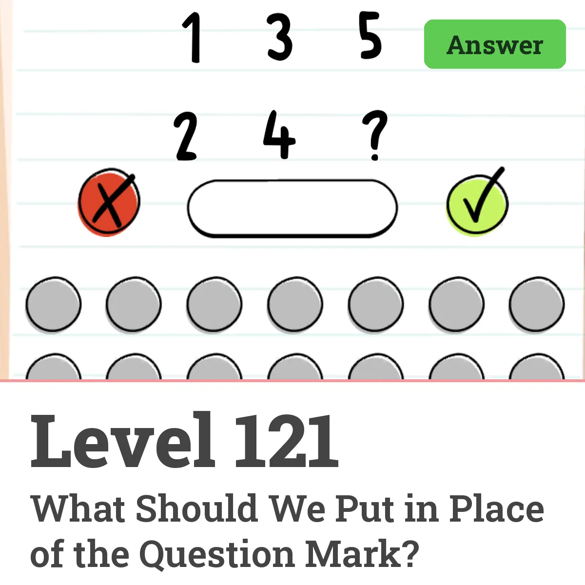 Brain Test: Tricky Puzzles Level 121 answer – What Should We Put in Place of the Question Mark?