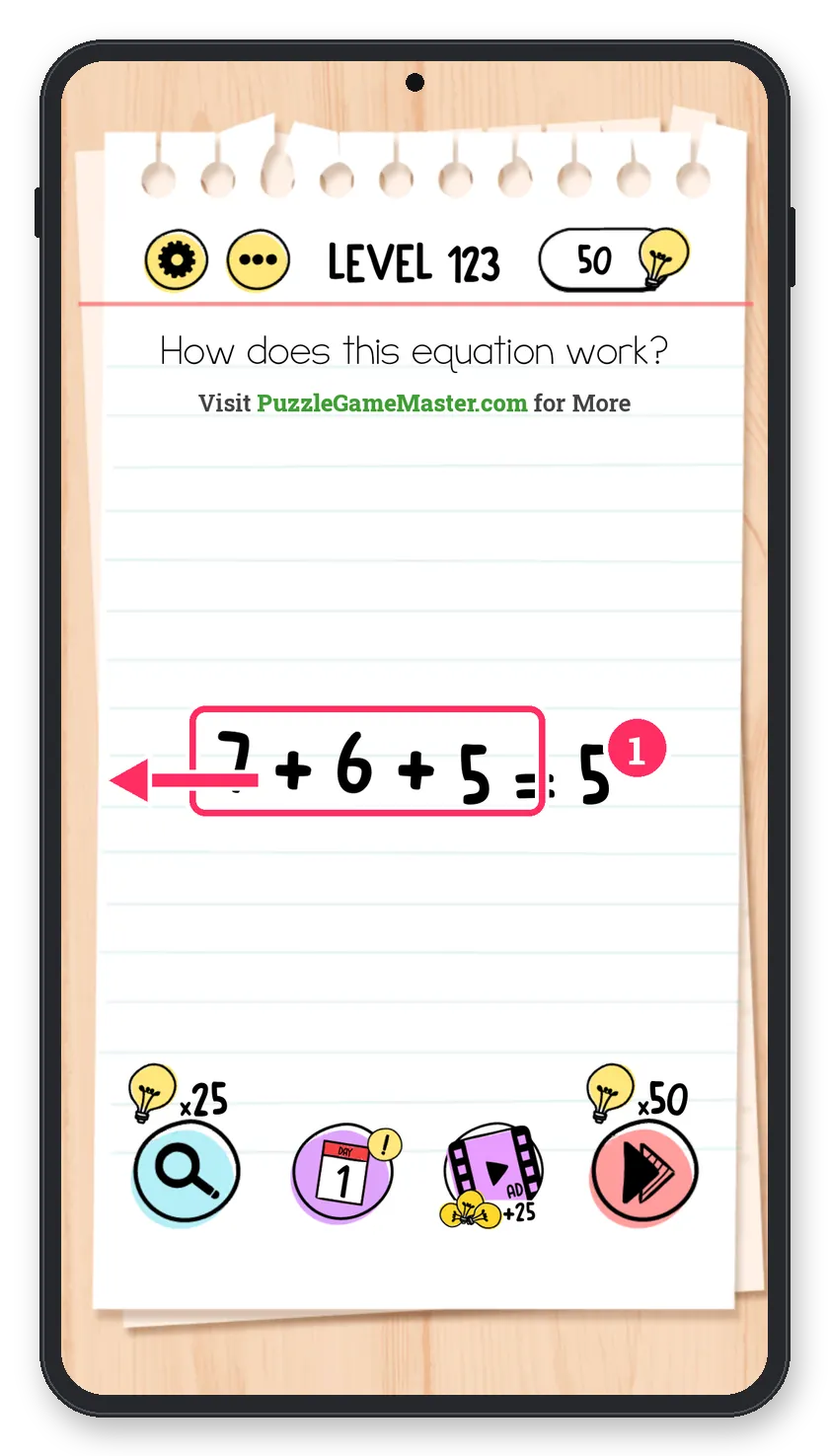 Brain Test: Tricky Puzzles Level 123 answer with steps marked