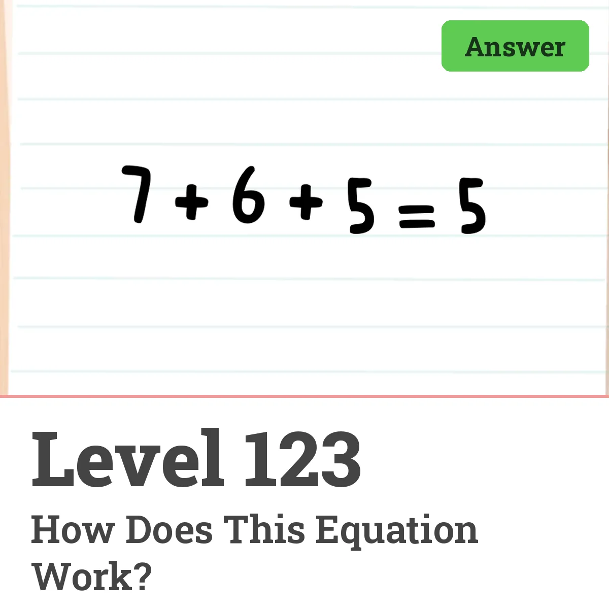 Brain Test: Tricky Puzzles Level 123 answer – How Does This Equation Work?