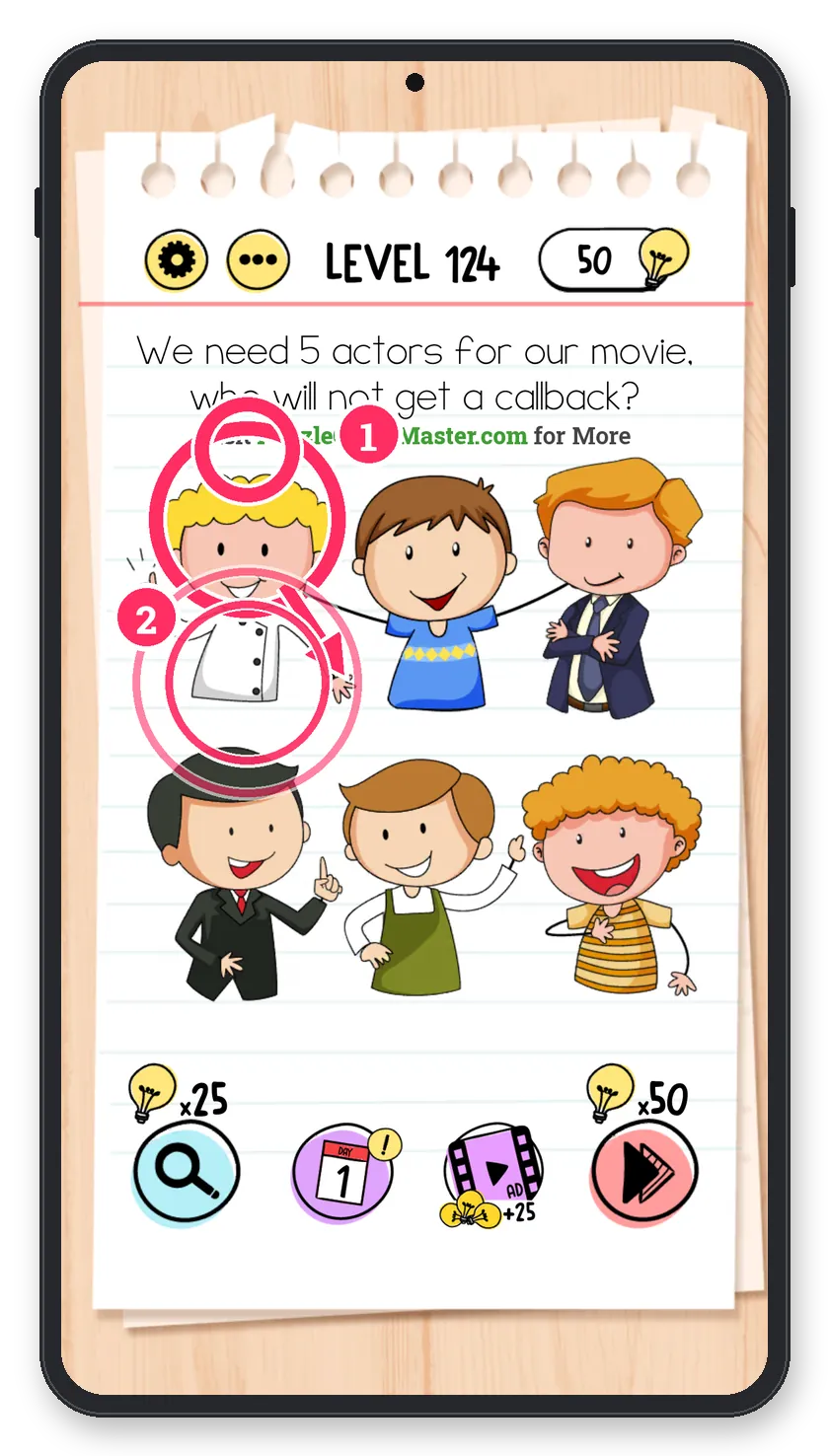Brain Test: Tricky Puzzles Level 124 answer with steps marked