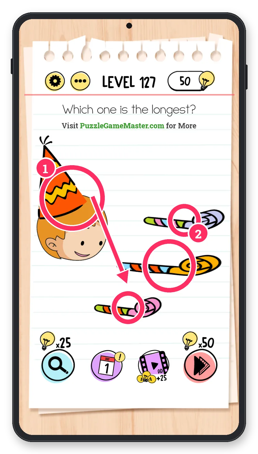 Brain Test: Tricky Puzzles Level 127 answer with steps marked