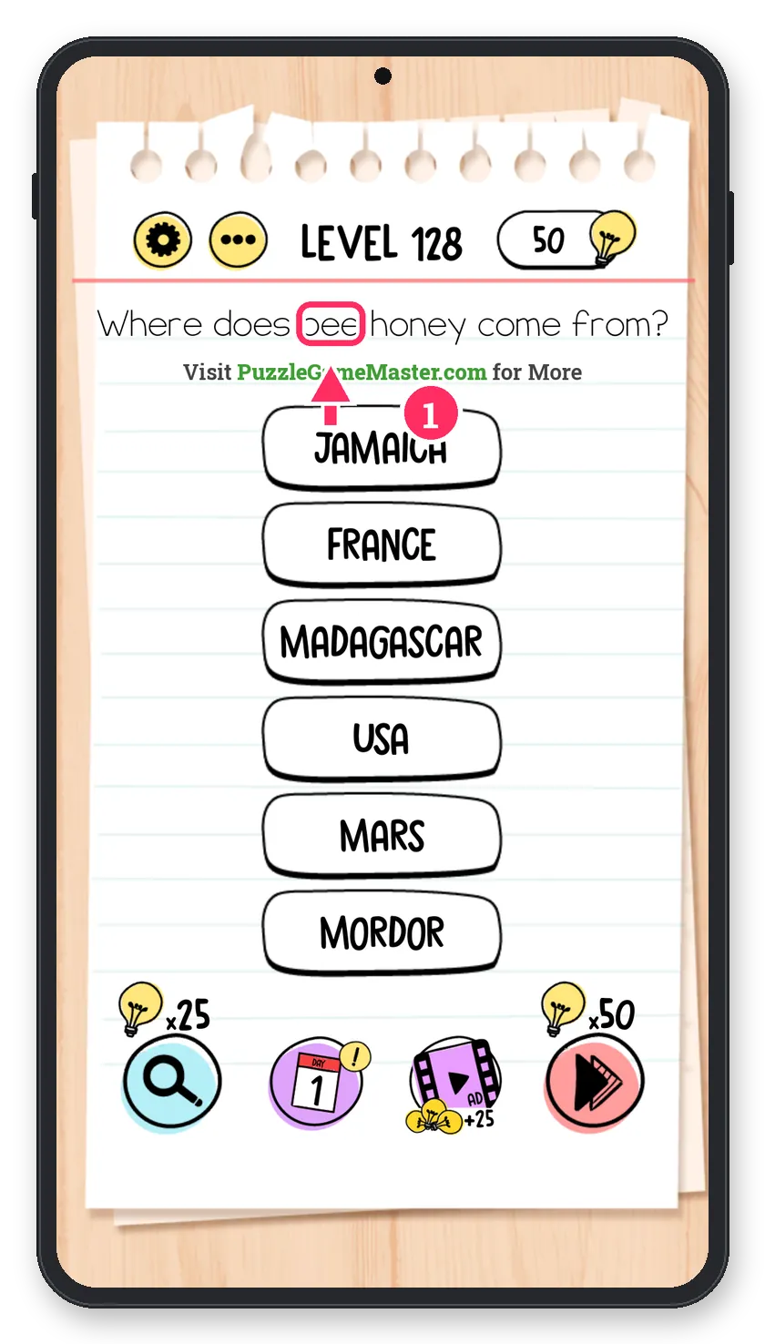 Brain Test: Tricky Puzzles Level 128 answer with steps marked
