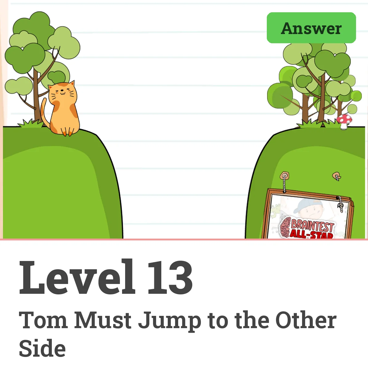 Brain Test: Tricky Puzzles Level 13 answer – Tom Must Jump to the Other Side