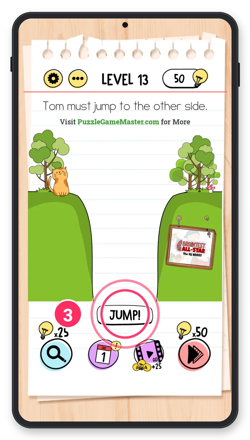 Brain Test: Tricky Puzzles Level 13 step 3: Tap JUMP