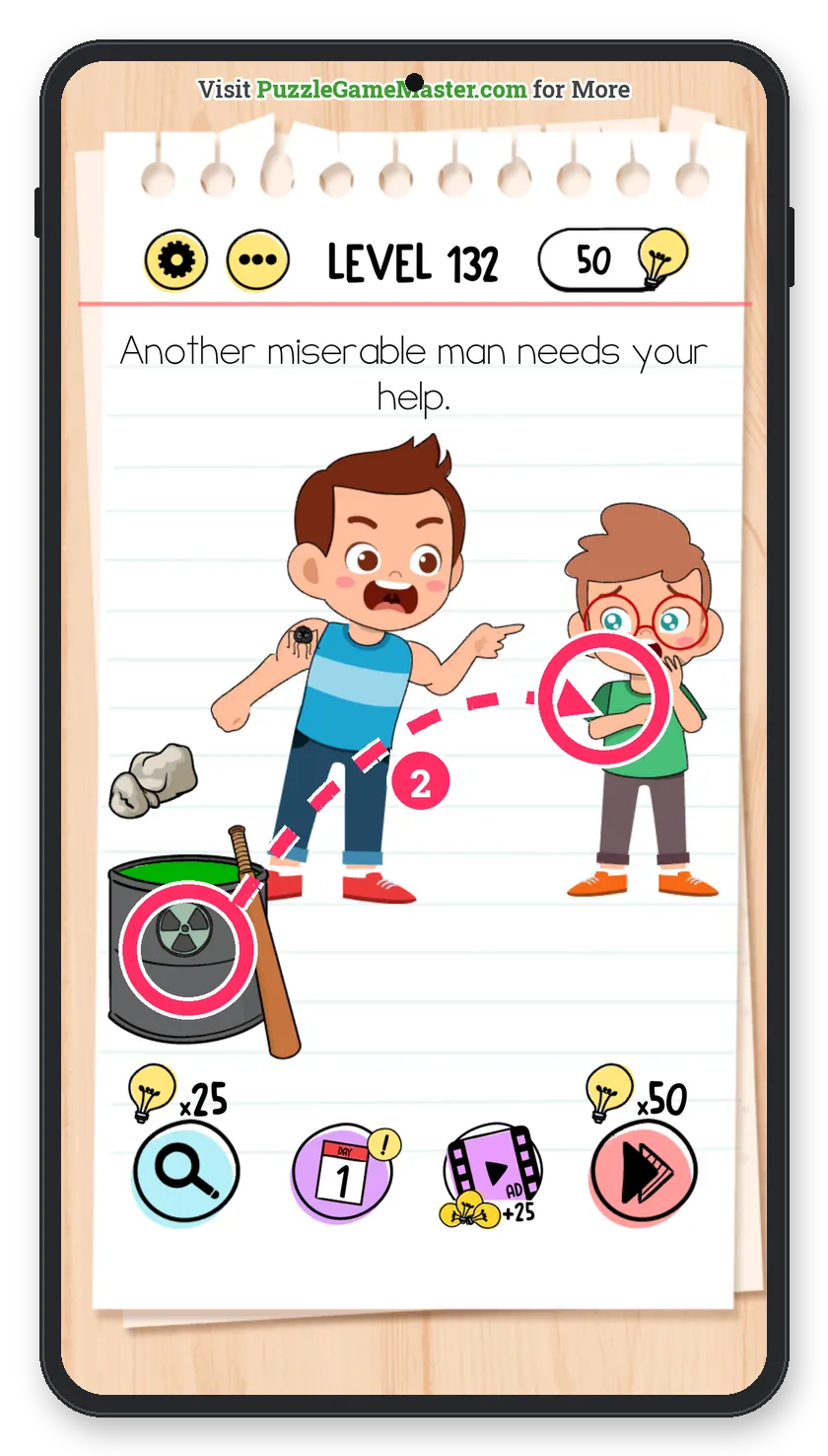 Brain Test: Tricky Puzzles Level 132 step 2: Bite the man