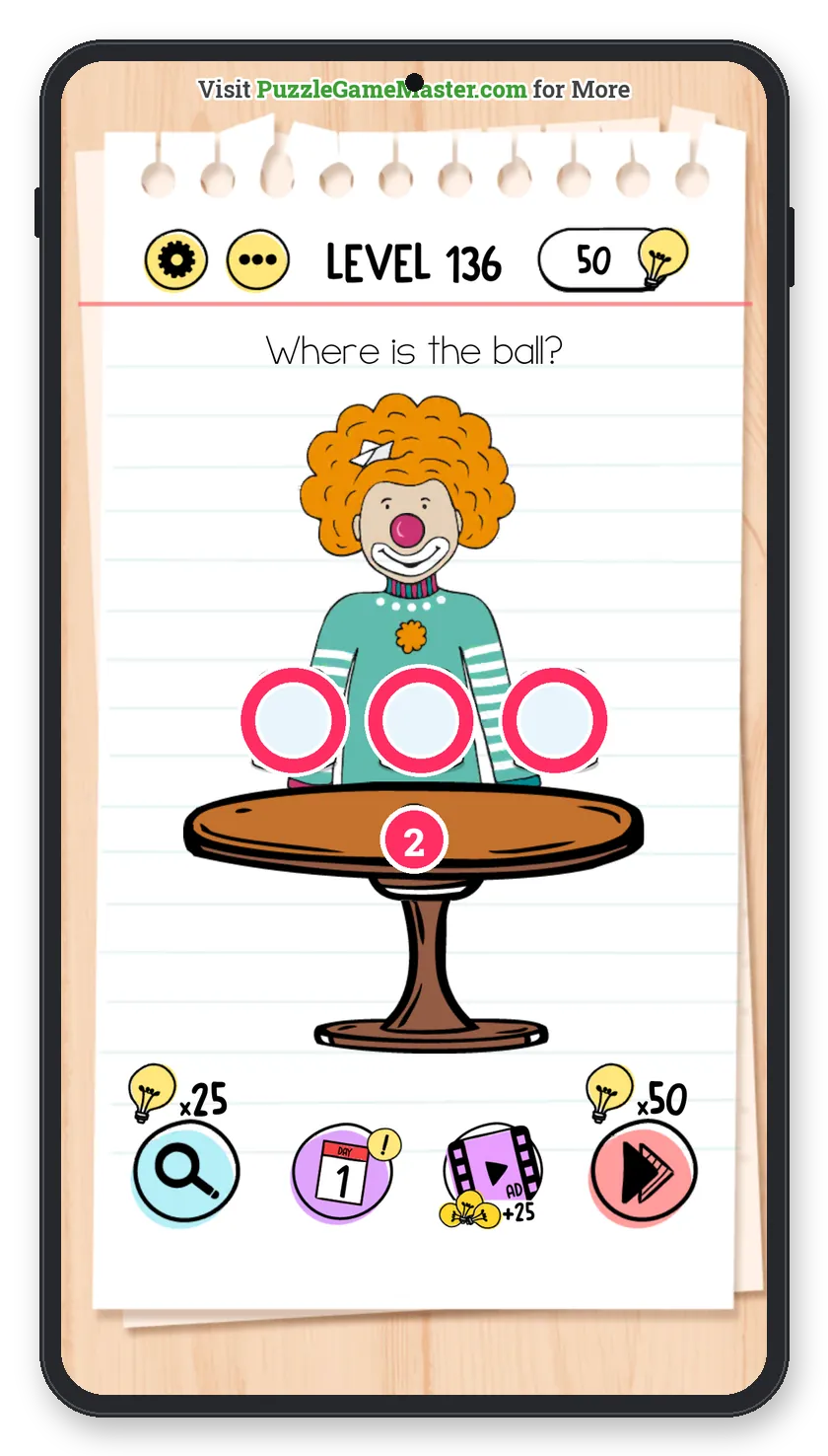 Brain Test: Tricky Puzzles Level 136 step 2: Find the ball