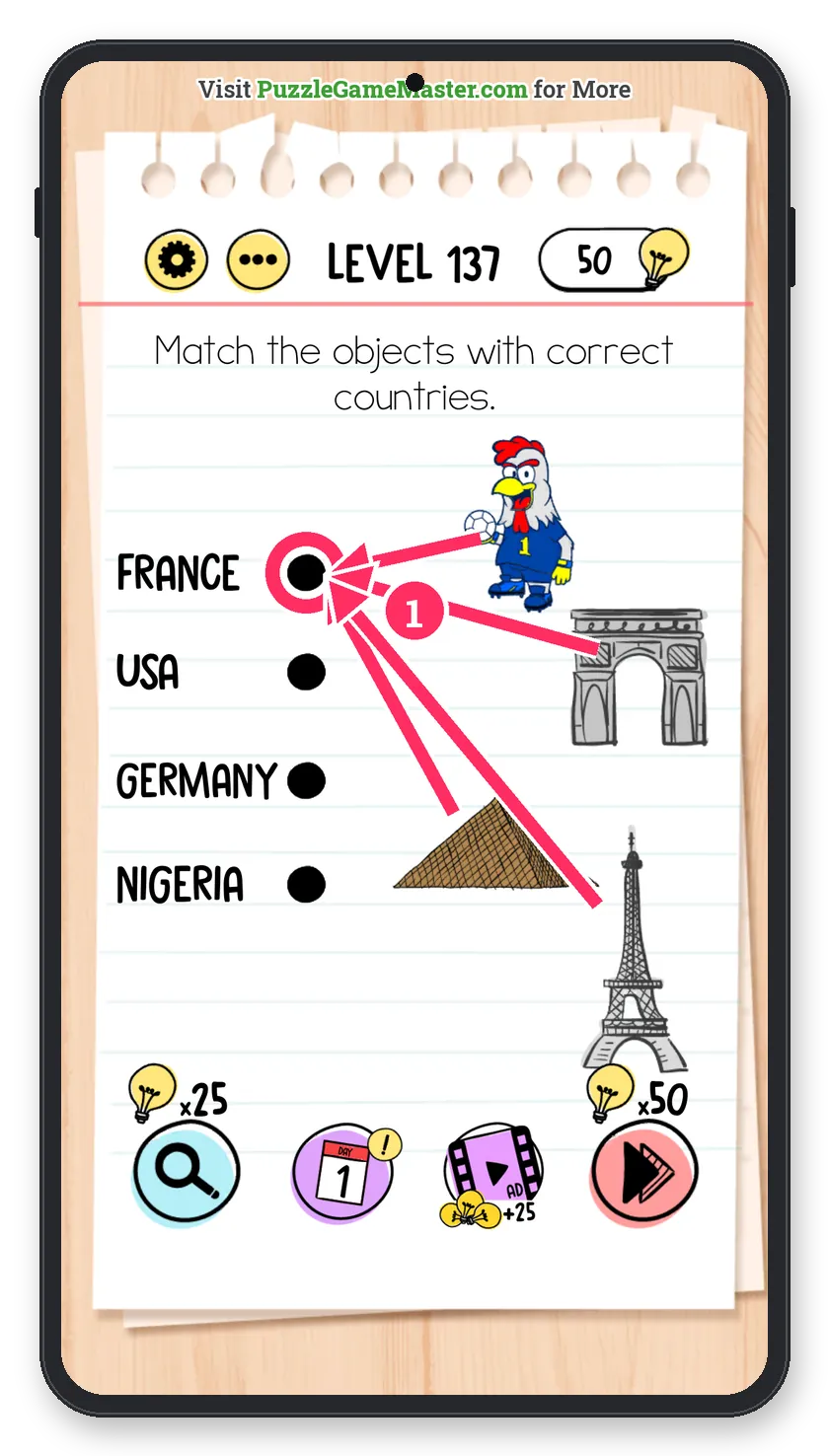 Brain Test: Tricky Puzzles Level 137 answer with steps marked