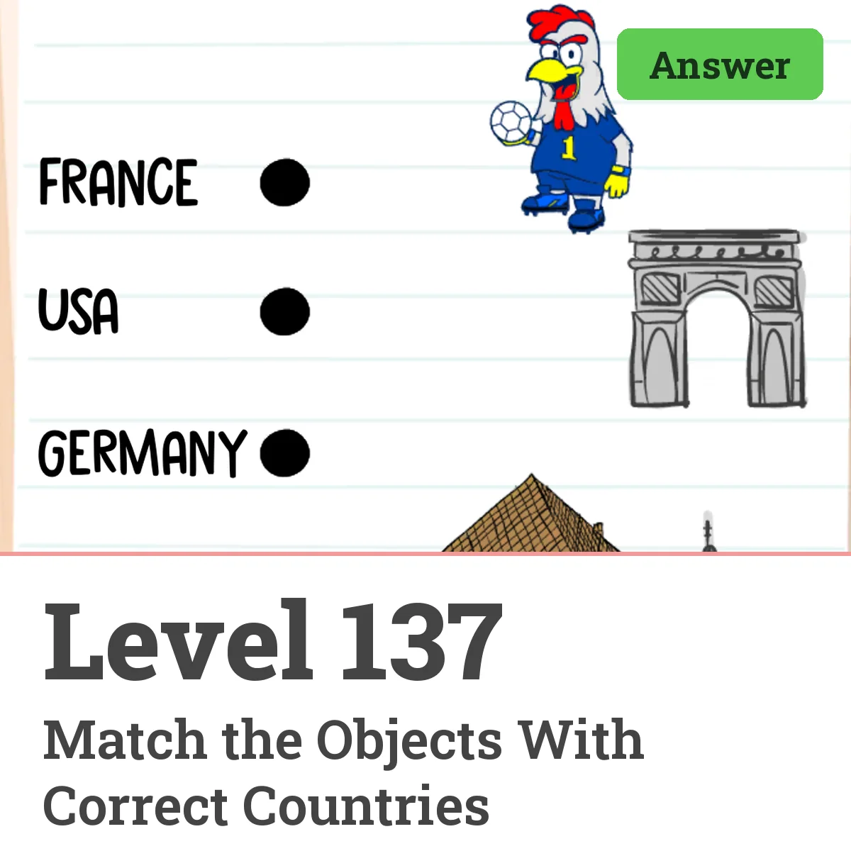 Brain Test: Tricky Puzzles Level 137 answer – Match the Objects With Correct Countries