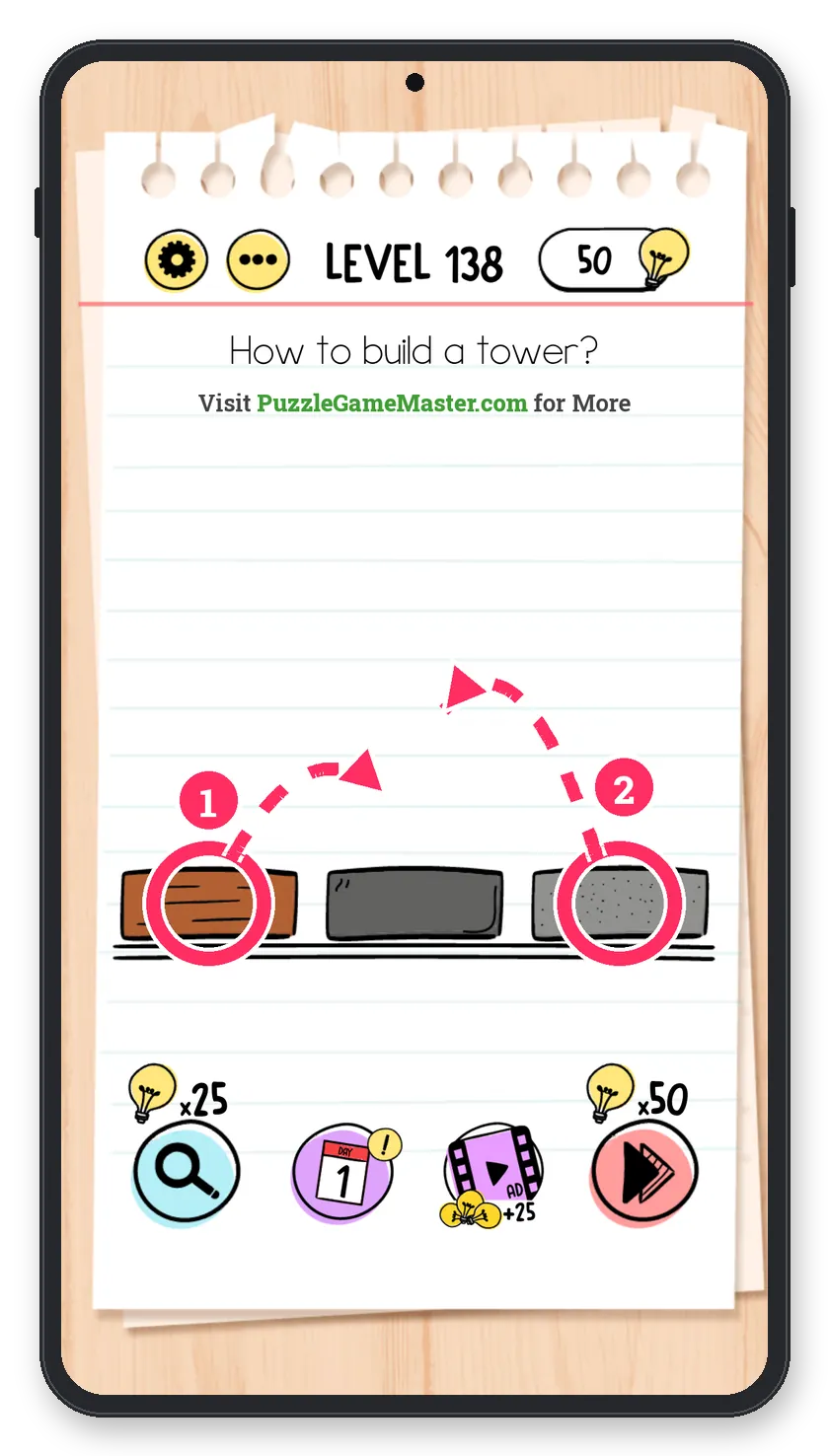 Brain Test: Tricky Puzzles Level 138 answer with steps marked