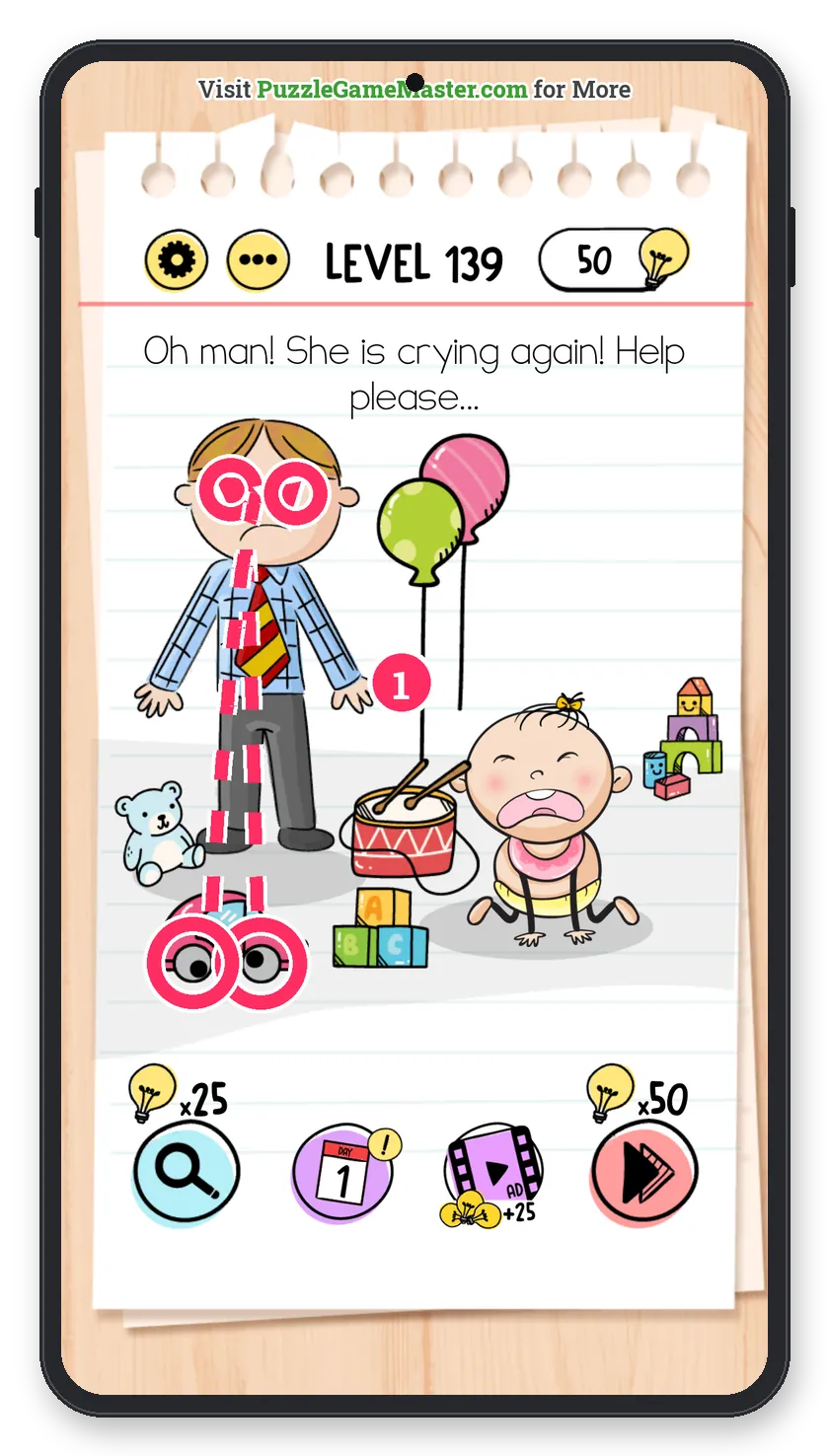 Brain Test: Tricky Puzzles Level 139 answer with steps marked
