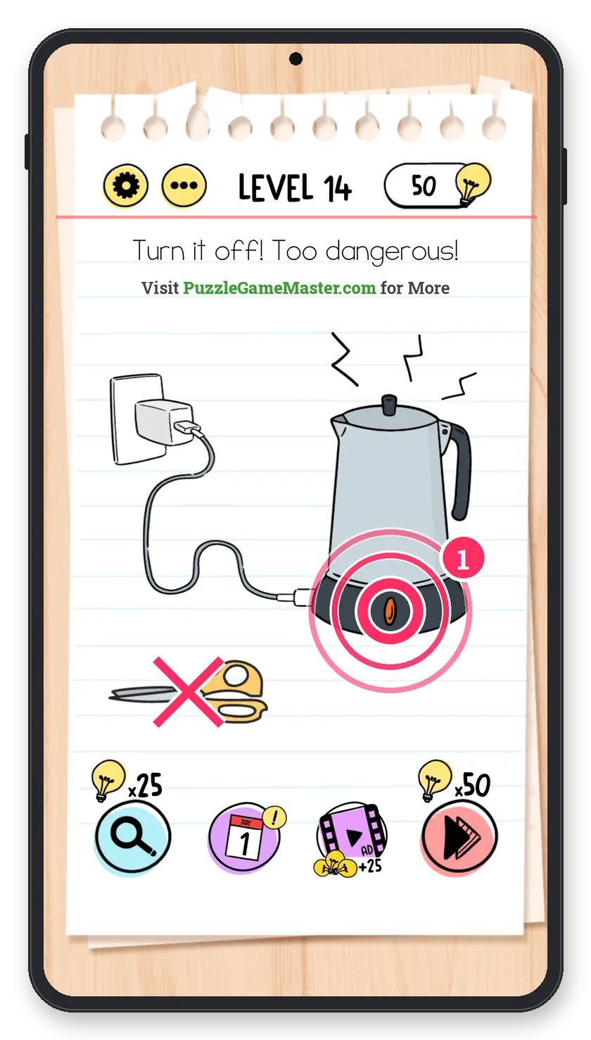 Brain Test: Tricky Puzzles Level 14 answer with steps marked