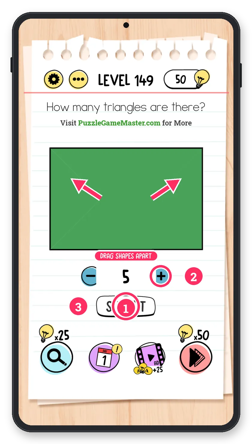 Brain Test: Tricky Puzzles Level 149 answer with steps marked