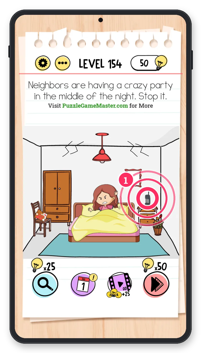 Brain Test: Tricky Puzzles Level 154 step 1: Pick up the phone