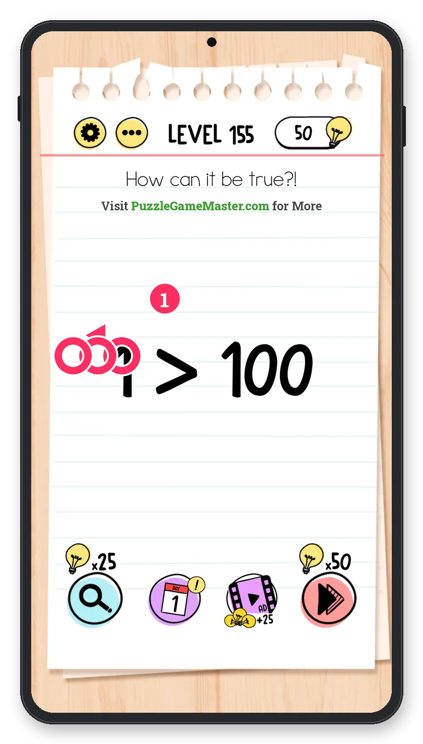 Brain Test: Tricky Puzzles Level 155 answer with steps marked