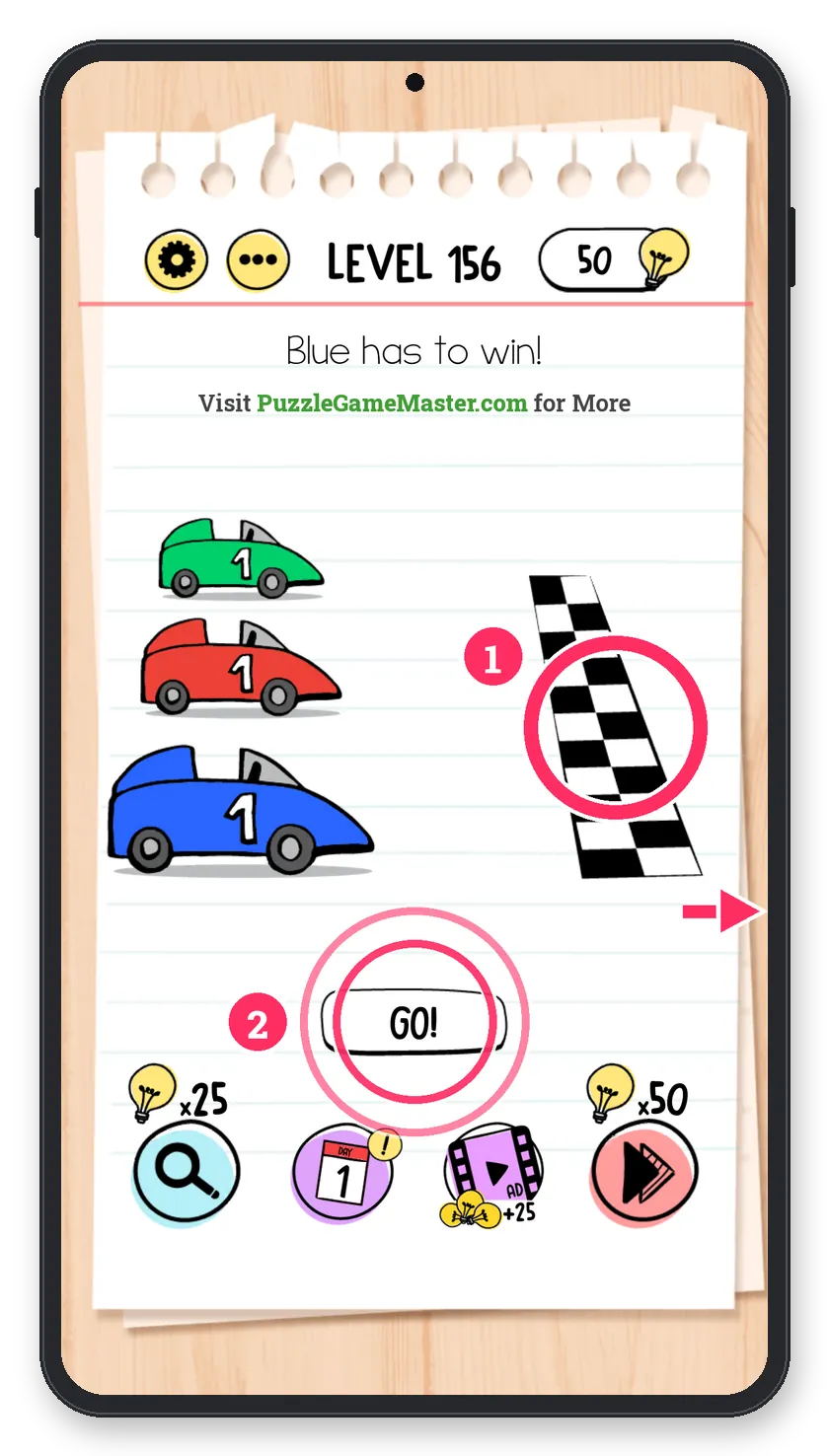 Brain Test: Tricky Puzzles Level 156 answer with steps marked
