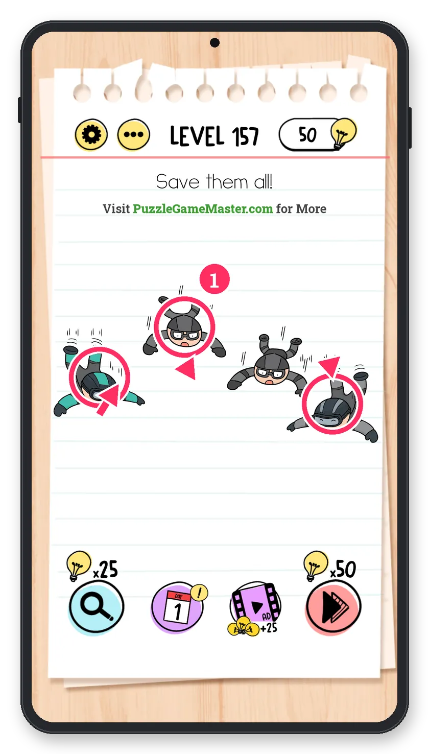 Brain Test: Tricky Puzzles Level 157 step 1: Link the hands