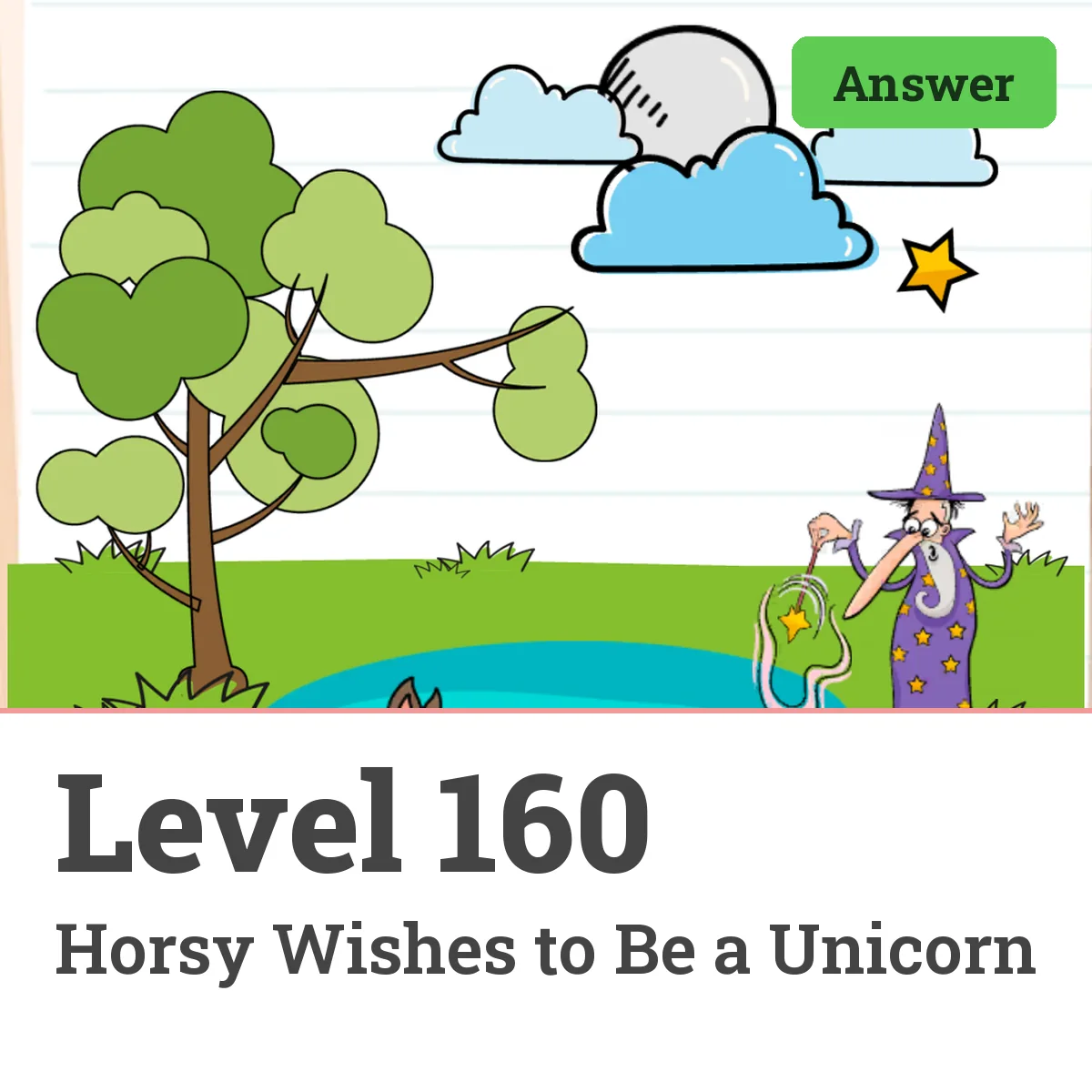 Brain Test: Tricky Puzzles Level 160 answer – Horsy Wishes to Be a Unicorn