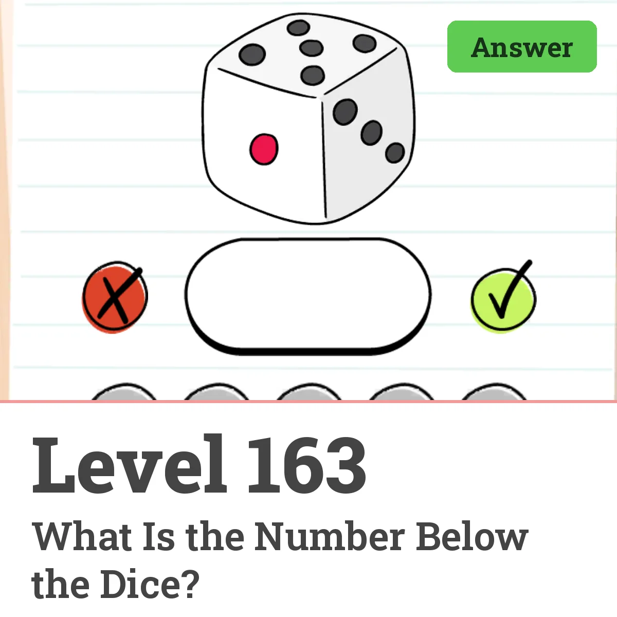 Brain Test: Tricky Puzzles Level 163 answer – What Is the Number Below the Dice?