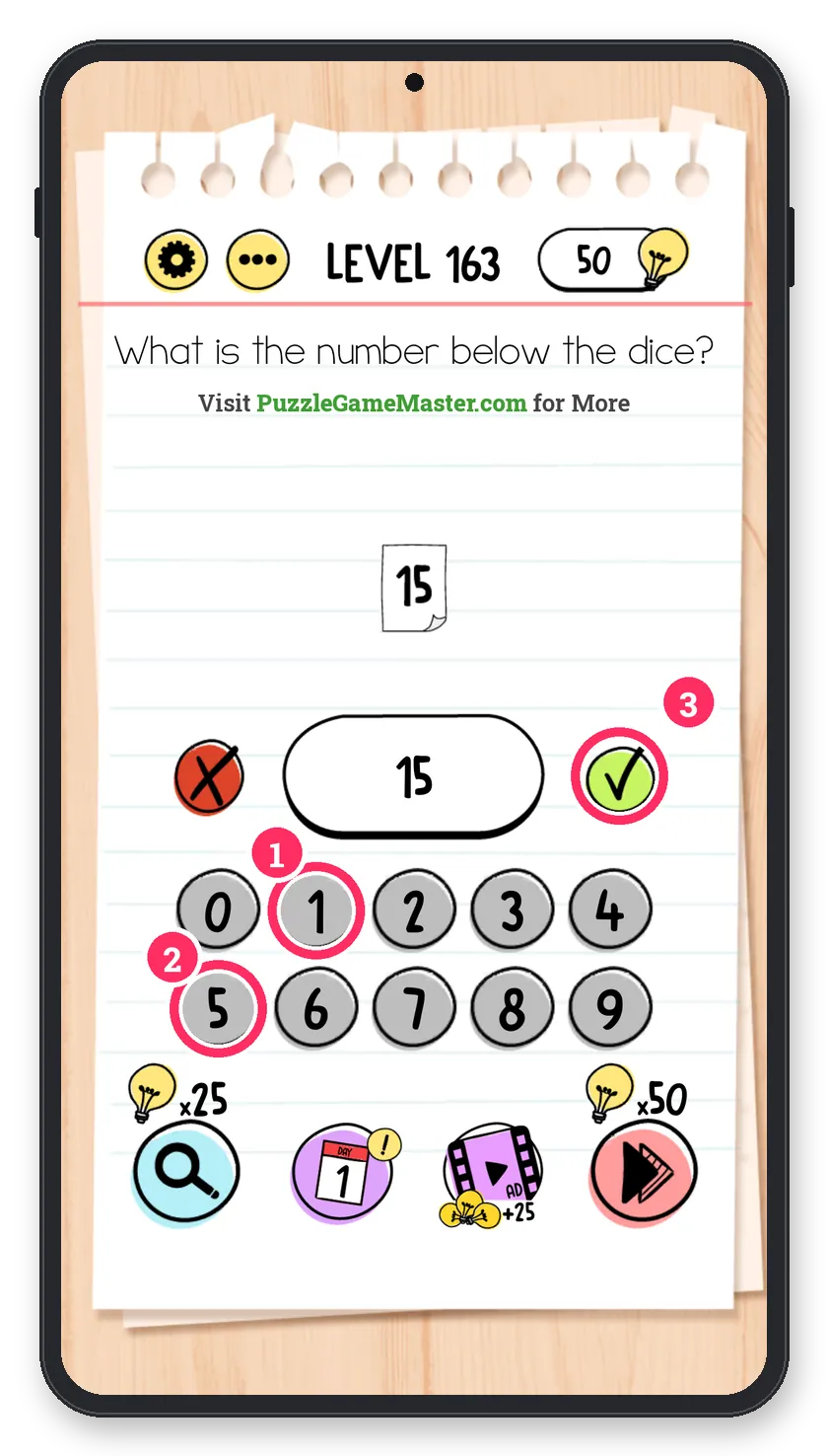 Brain Test: Tricky Puzzles Level 163 step 2: Type 15