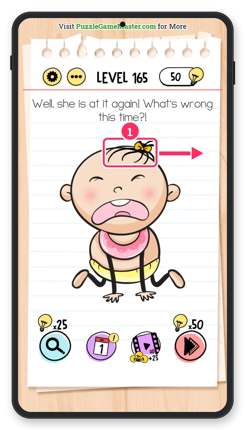 Brain Test: Tricky Puzzles Level 165 answer with steps marked