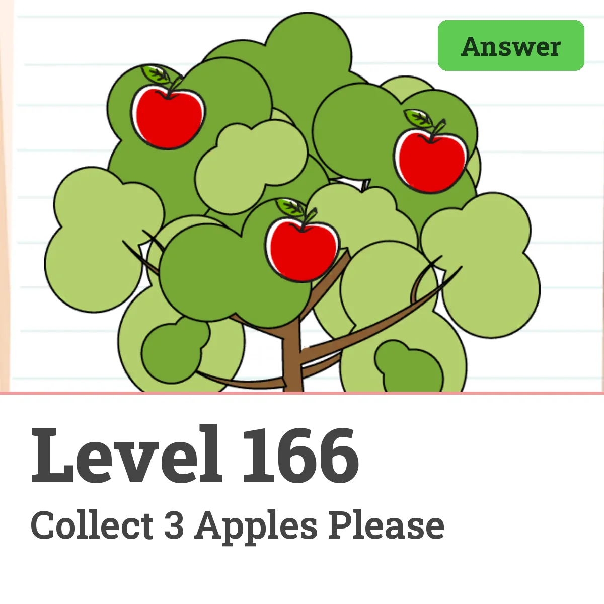 Brain Test: Tricky Puzzles Level 166 answer – Collect 3 Apples Please