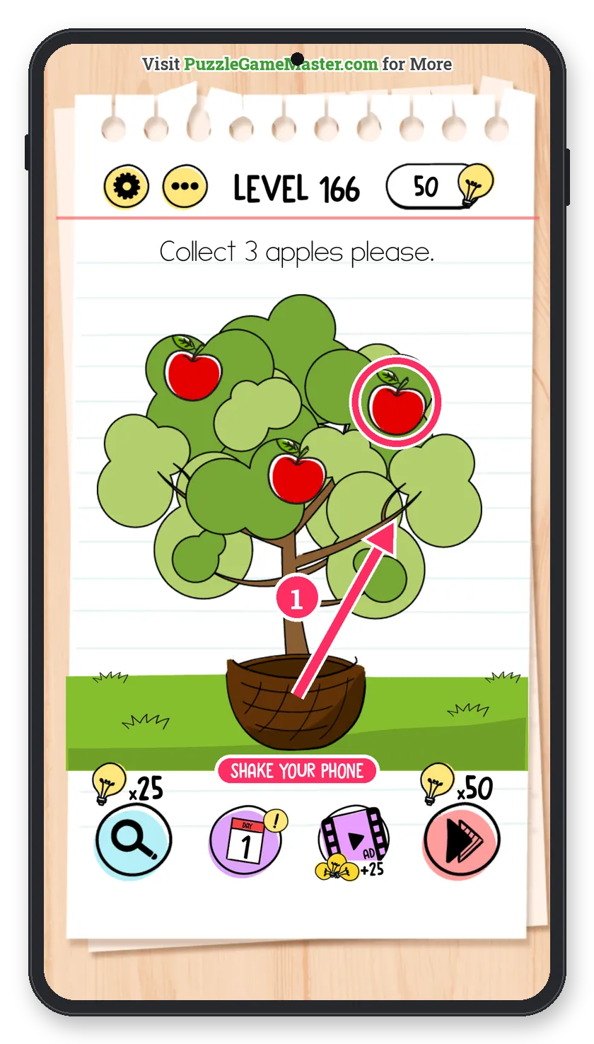 Brain Test: Tricky Puzzles Level 166 step 1: Right apple