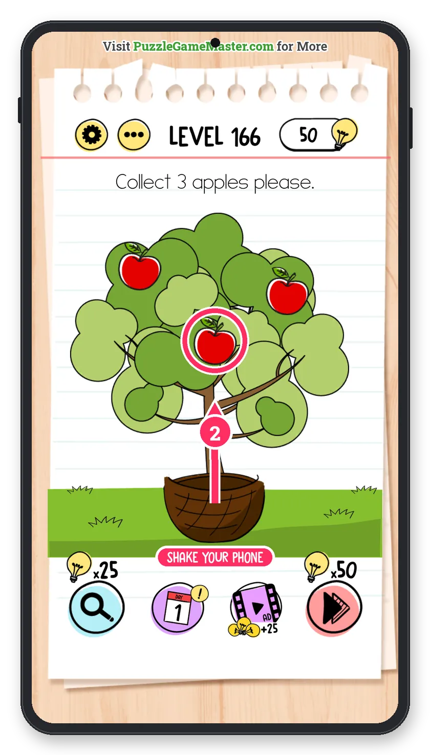 Brain Test: Tricky Puzzles Level 166 step 2: Middle apple