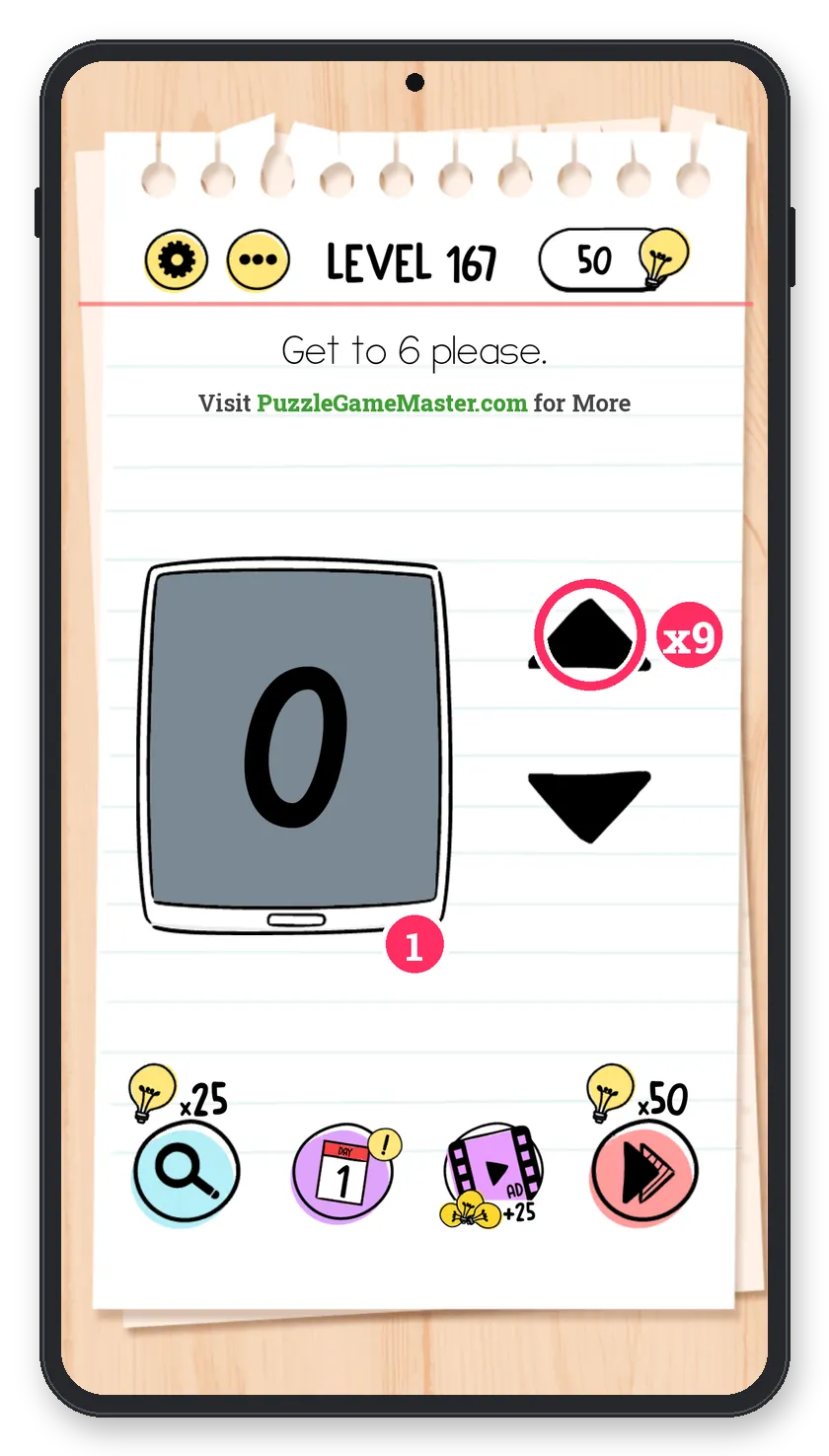 Brain Test: Tricky Puzzles Level 167 step 1: Count to 9