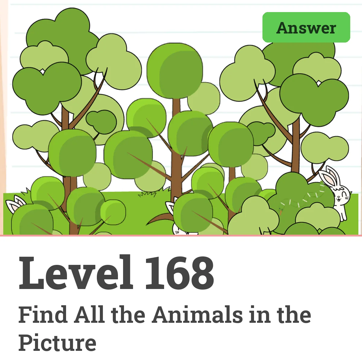 Brain Test: Tricky Puzzles Level 168 answer – Find All the Animals in the Picture