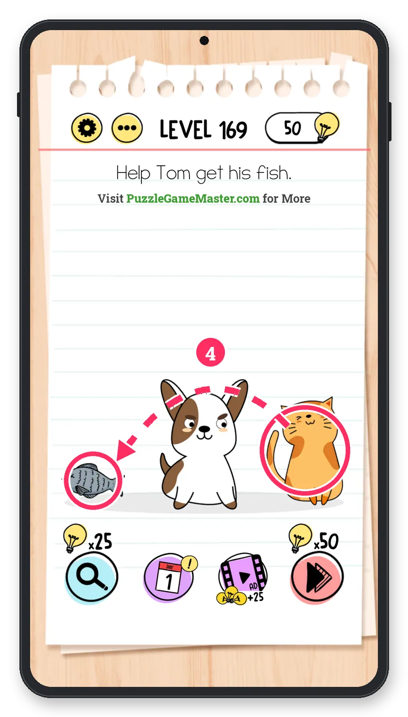 Brain Test: Tricky Puzzles Level 169 step 4: Grab the fish
