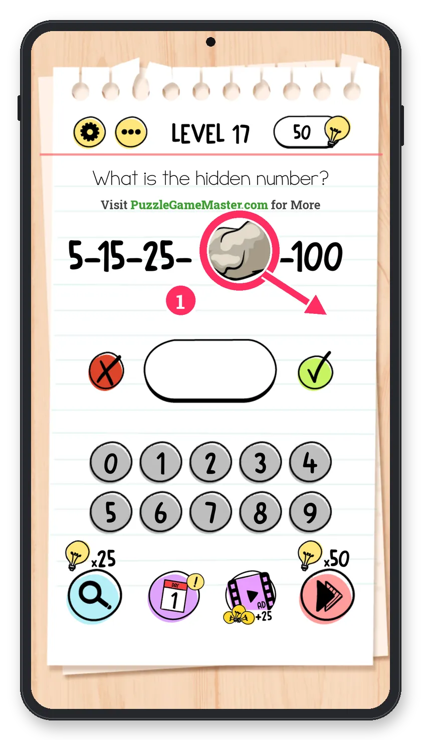 Brain Test: Tricky Puzzles Level 17 step 1: Move the rock