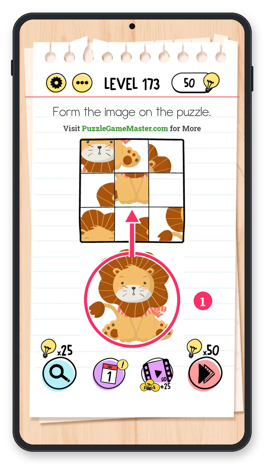 Brain Test: Tricky Puzzles Level 173 answer with steps marked