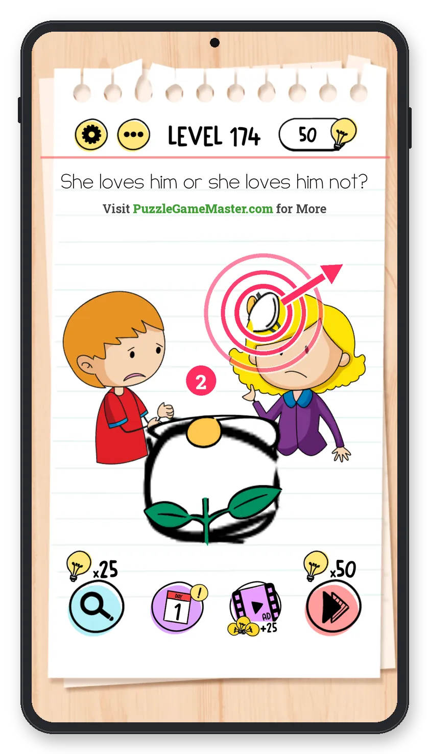Brain Test: Tricky Puzzles Level 174 step 2: Pluck her hair