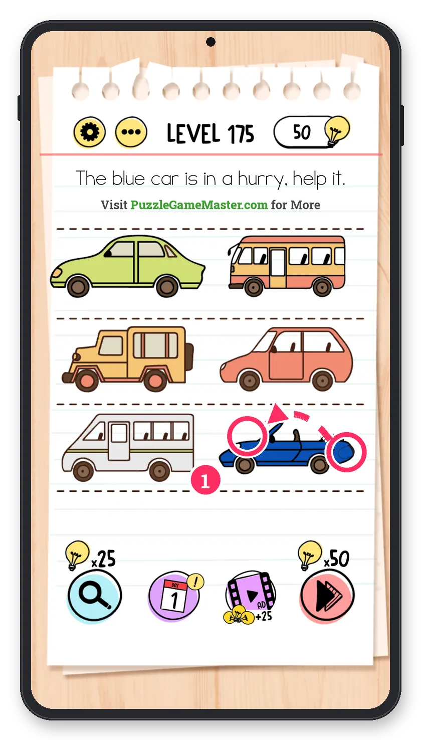 Brain Test: Tricky Puzzles Level 175 answer with steps marked