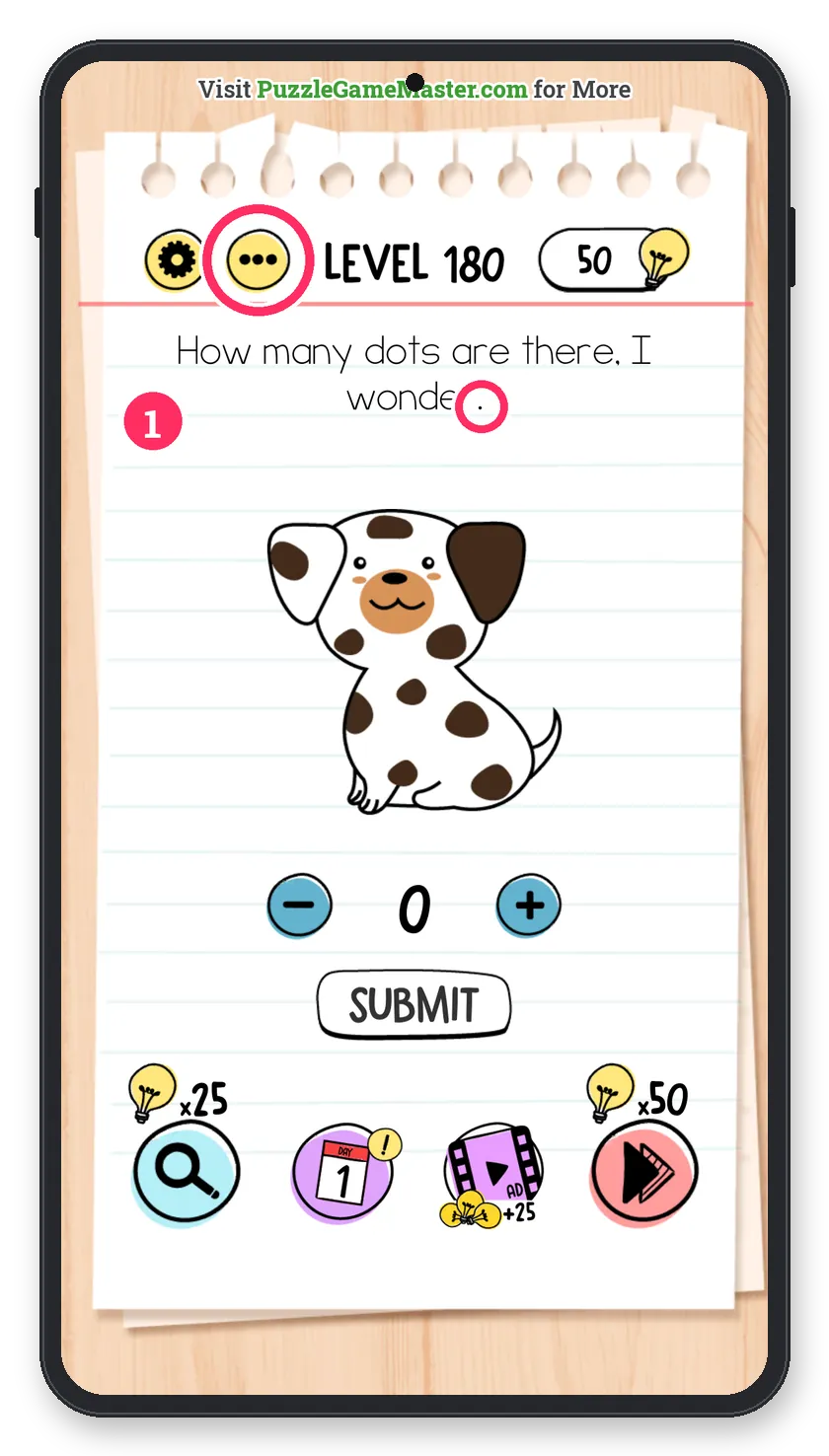 Brain Test: Tricky Puzzles Level 180 step 1: Find the dots