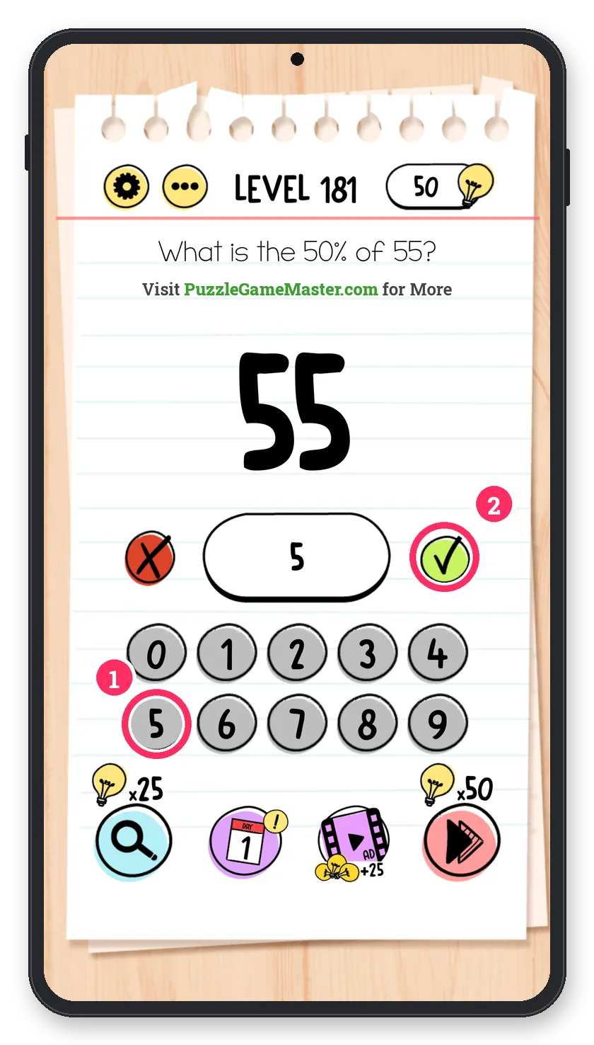 Brain Test: Tricky Puzzles Level 181 answer with steps marked