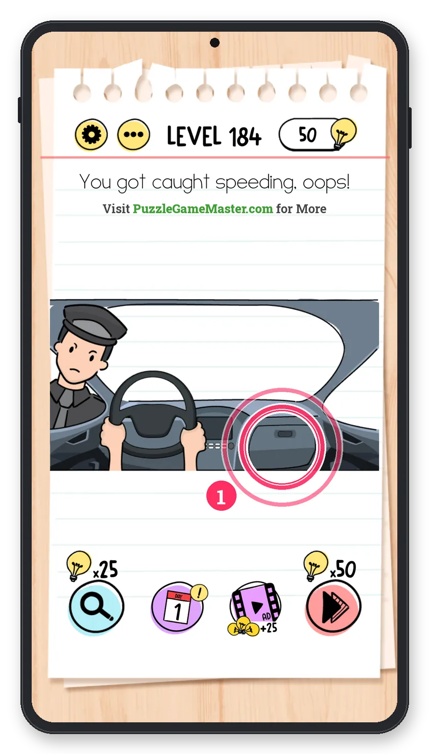 Brain Test: Tricky Puzzles Level 184 step 1: Open the glove box