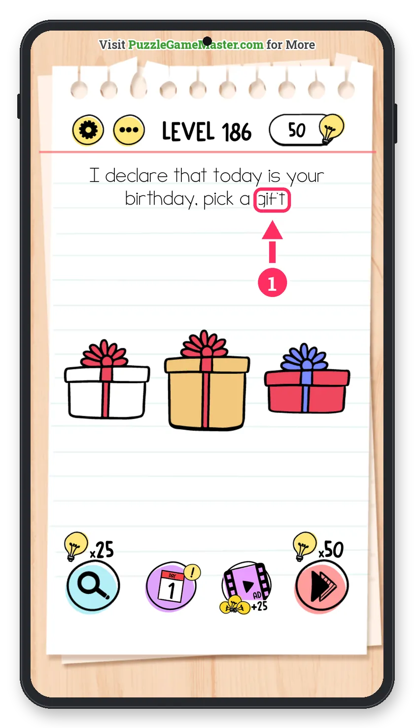 Brain Test: Tricky Puzzles Level 186 answer with steps marked